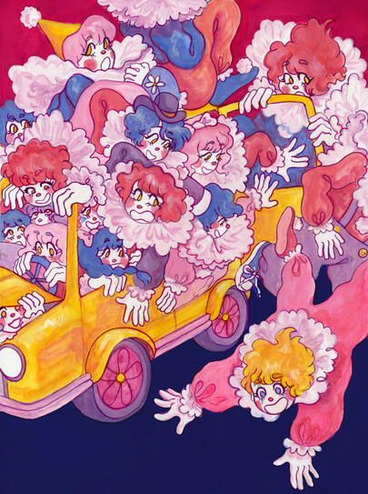 clown car- gouache clown car- gouache