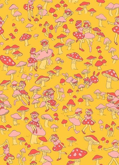 mushroom girls - digital pattern